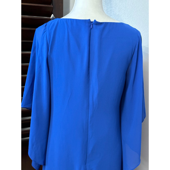 Marina Shift Dress Drape Neckline Lightweight Chiffon Fabric Blue Women's 4 NWOT - Picture 8 of 11